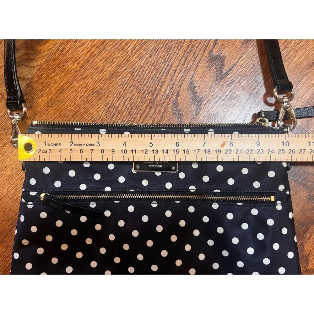 Kate Spade New York Polka Dot Nylon‎ Crossbody Bag Black White Gold Hardware